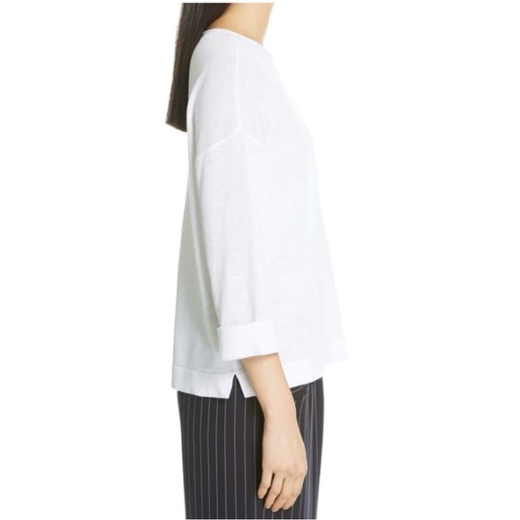 EILEEN FISHER Woman Organic Linen Round Neck Knit Sweater Top, White, Size 2X - Picture 5 of 5